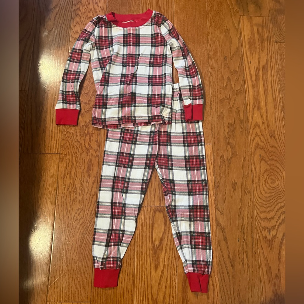 Pottery Barn Kids Red and White Plaid Pajama Set